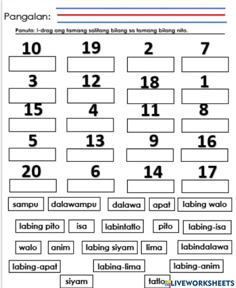 salitang bilang|Mga Bilang 1.
